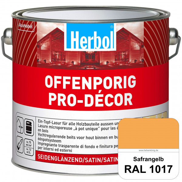 Herbol Offenporig Pro-Décor (RAL 1017 Safrangelb) Hochwertige Ein-Topf-Holzlasur mit 2-Phasen-UV-Sch