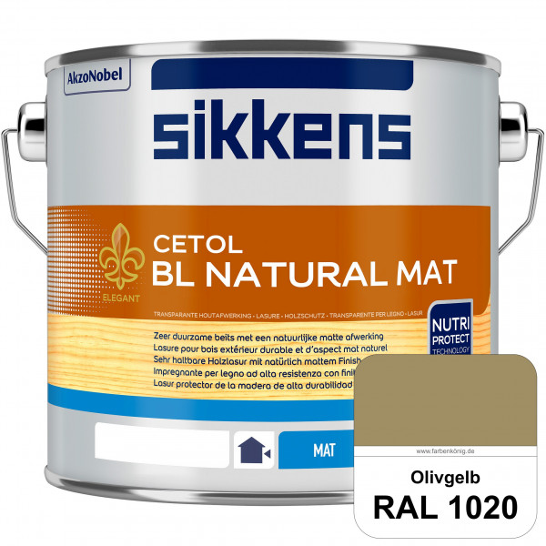 Cetol BL Natural Mat (RAL 1020 Olivgelb) Matte, wasserverdünnnbare Dünnschichtlasur