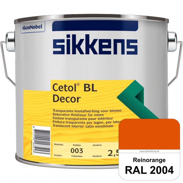 Cetol BL Decor (RAL 2004 Reinorange) wasserbasierte & seidenglänzende Dünnschichtlasur für innen