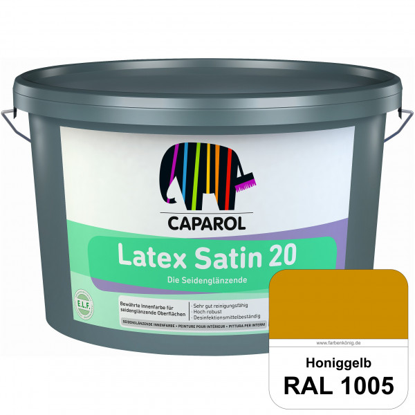 Latex Satin 20 (RAL 1005 Honiggelb) strapazierfähige seidenglänzende Latexfarbe (Innen)