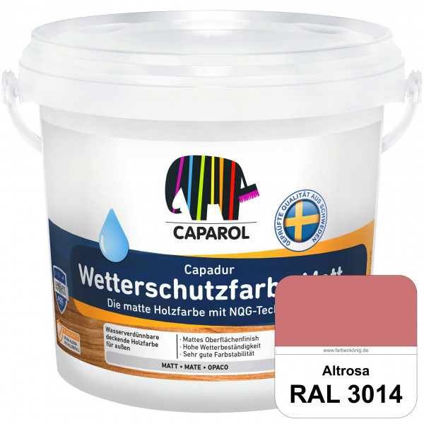 Capadur Wetterschutzfarbe Matt (RAL 3014 Altrosa) matte Holzfarbe mit NQG-Technologie für außen