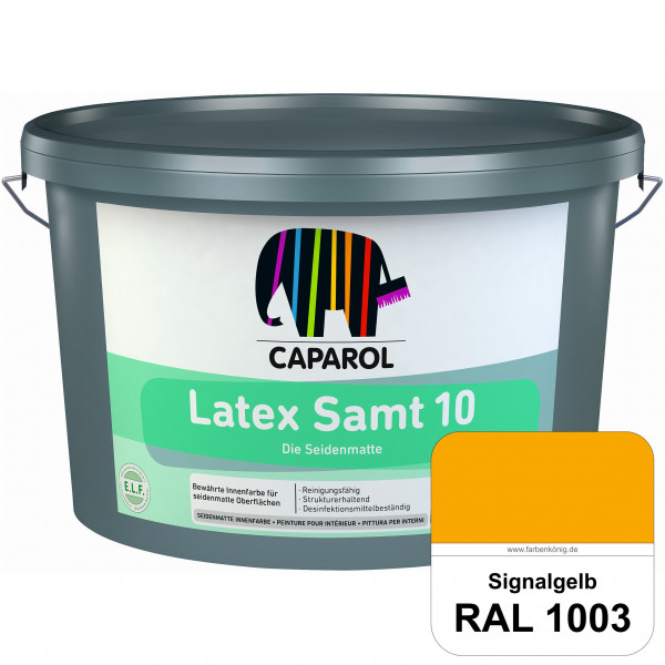 Latex Samt 10 (RAL 1003 Signalgelb) beanspruchbare seidenmatte Latexfarbe (Innen)