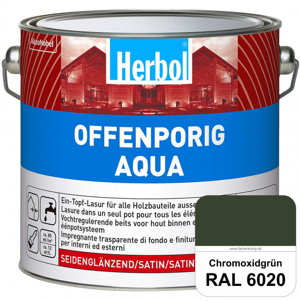 Offenporig Aqua (RAL 6020 Chromoxidgrün) Wasserverdünnbar & hochwertige Ein-Topf-Holzlasur - Feuchte