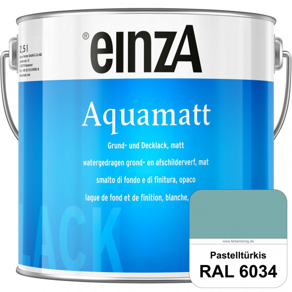 einzA Aquamatt (RAL 6034 Pastelltürkis) Wasserverdünnbare Vorstreichfarbe & matte Lackfarbe