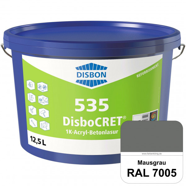 DisboCRET 535 1K-Acryl-Betonlasur (RAL 7005 Mausgrau) Schutzbeschichtung für Beton im Außenbereich -