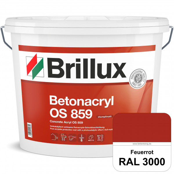 Betonacryl OS 859 (RAL 3000 Feuerrot) Wetterbeständige Schutzbeschichtung für Betonflächen (Außen)