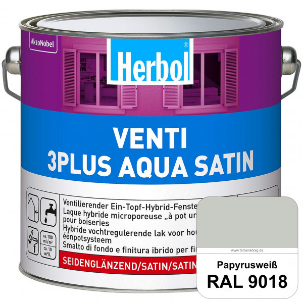 Venti 3Plus Aqua Satin (RAL 9018 Papyrusweiß) wasserbasierter & feuchtigkeitregulierender Ein-Topf-F