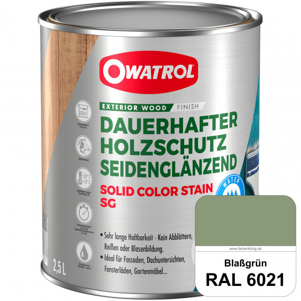 Solid Color Stain SG (RAL 6021 Blassgrün) deckende und seidenglänzende Wetterschutzfarbe außen