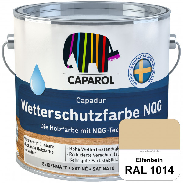 Capadur Wetterschutzfarbe NQG (RAL 1014 Elfenbein) Holzfarbe mit NQG-Technologie wasserbasiert für a