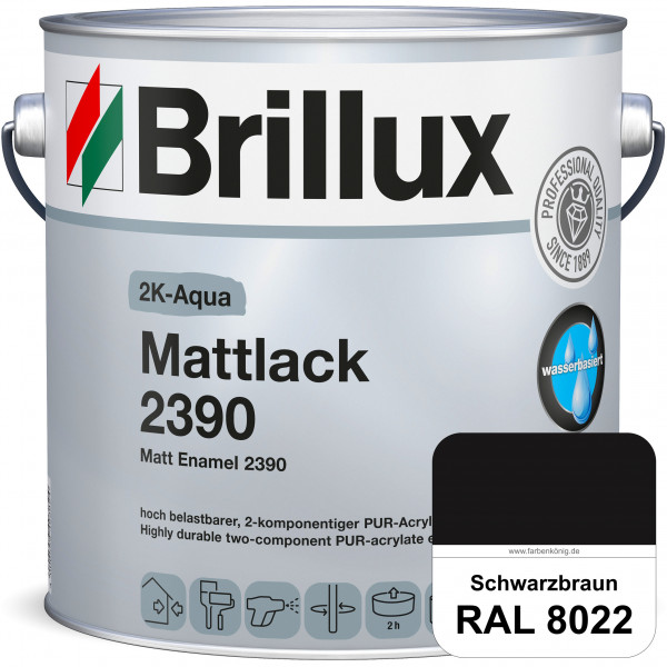 2K-Aqua Mattlack 2390 (RAL 8022 Schwarzbraun) mechanisch und chemisch hoch belastbar für außen & inn