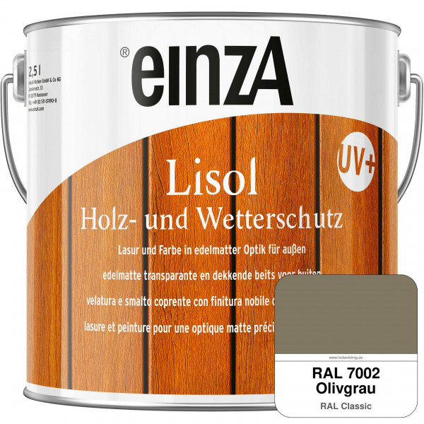 einzA Lisol Holz- und Wetterschutz Lasur und Farbe (RAL 7002 Olivgrau)