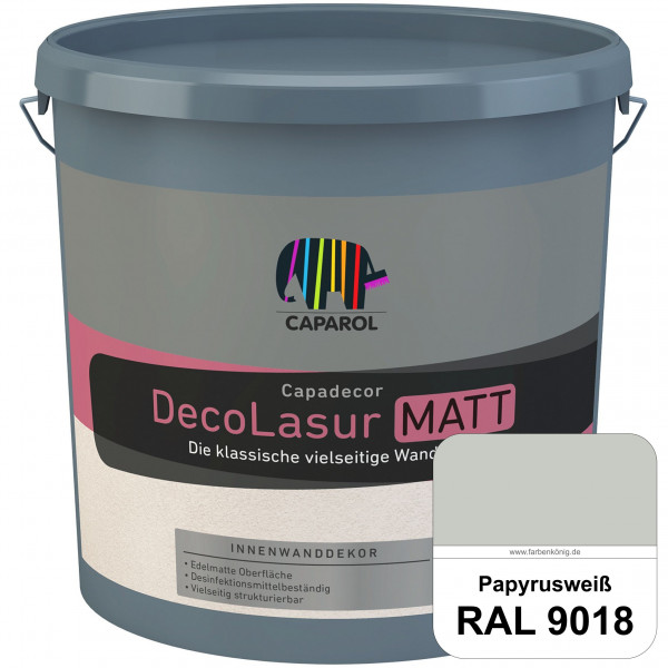 Capadecor DecoLasur Matt (RAL 9018 Papyrusweiß) Matte Lasurfarbe auf Dispersionsbasis (innen)