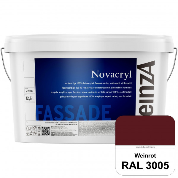 einzA Novacryl (RAL 3005 Weinrot) Reinacrylat-Fassadenfarbe, seidenmatt