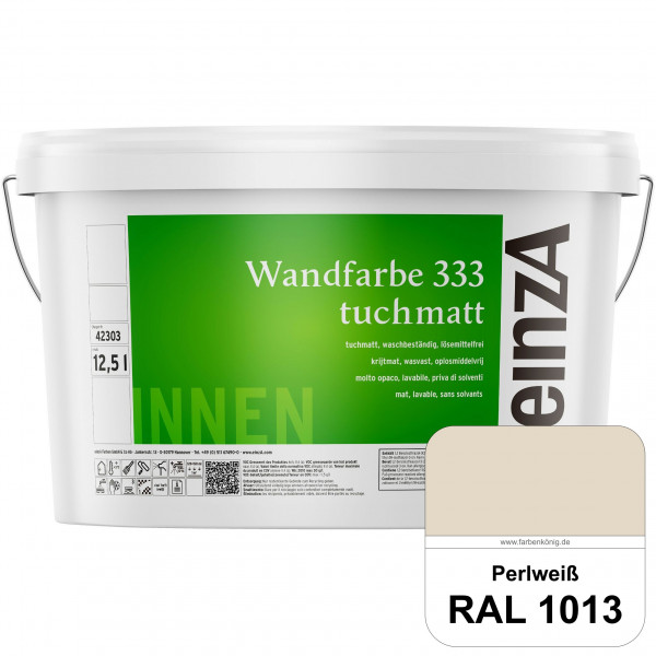 einzA Wandfarbe 333 tuchmatt (RAL 1013 Perlweiß) Hochdeckende, waschbeständige Wandfarbe