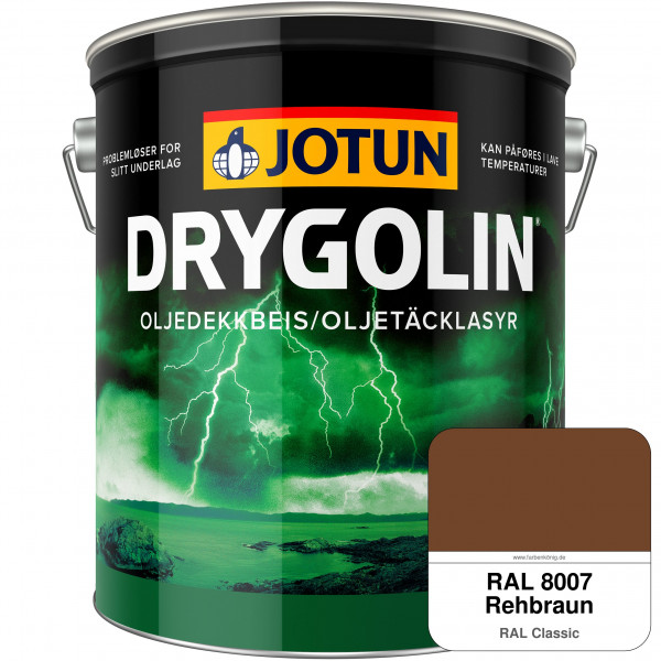 DRYGOLIN Oljedekkbeis - Deckende & wetterbeständige Öllasur für Außen (RAL 8007 Rehbraun)