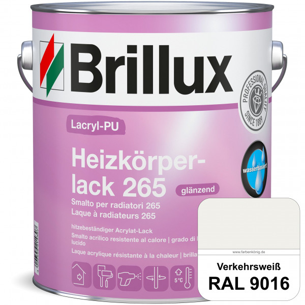 Lacryl-PU Heizkörperlack 265 (RAL 9016 Verkehrsweiß) vergilbungsresistenter & wasserbasierter Heizkö