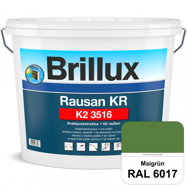 Rausan KR K2 3516 mit Protect (RAL 6017 Maigrün) Organisch gebundener Kratzputz für wetterbeständige