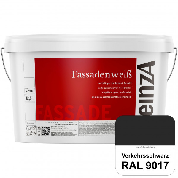 einzA Fassadenweiß (RAL 9017 Verkehrsschwarz) Sil-Fassadenfarbe gegen Schmutz & Vergrünung