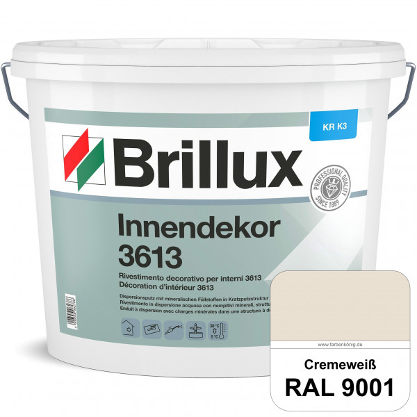 Innendekor ELF KR-K3 3613 (RAL 9001 Cremeweiß) Kratzputz nach zur Erzielung dekorativer und strapazi