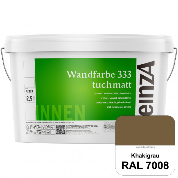 einzA Wandfarbe 333 tuchmatt (RAL 7008 Khakigrau) Hochdeckende, waschbeständige Wandfarbe
