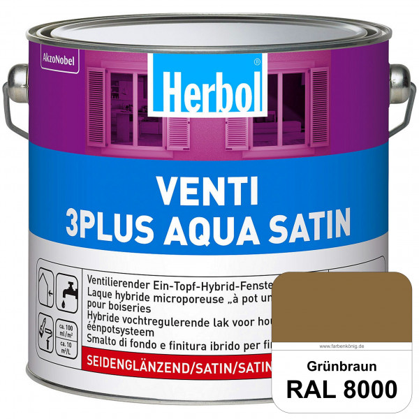 Venti 3Plus Aqua Satin (RAL 8000 Grünbraun) wasserbasierter & feuchtigkeitregulierender Ein-Topf-Fen