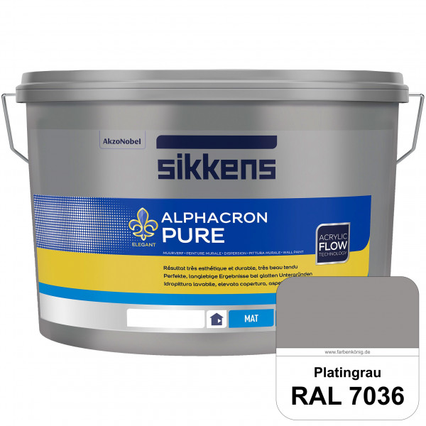 Alphacron Pure (RAL 7036 Platingrau) Edelmatte & hochertige Premium Wandfarbe für glatte Untergründe