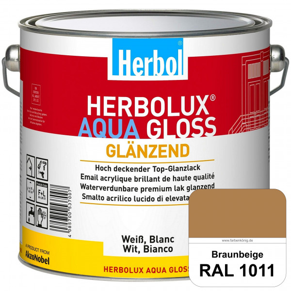 Herbolux Aqua Gloss (RAL 1011 Braunbeige) Wasserverdünnbarer Top-Glanzlack (Innen)