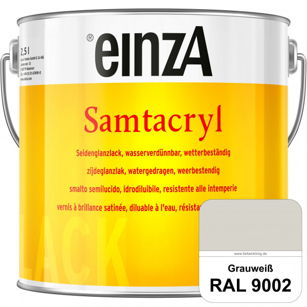 einzA Samtacryl (RAL 9002 Grauweiß) wetterbeständige seidenglänzende Acryl-PU-Lackfarbe