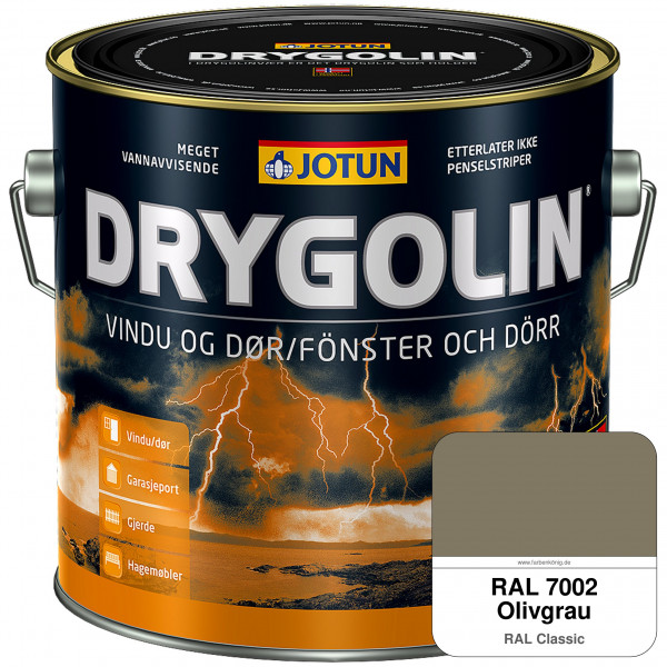 DRYGOLIN Vindu og dør - wetterbeständige Holzschutzfarbe für Außen (RAL 7002 Olivgrau)
