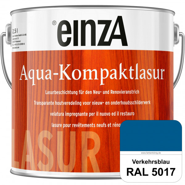 einzA Aqua-Kompaktlasur (RAL 5017 Verkehrsblau) wasserverdünnbare & feuchtigkeitsregulierende Lasurb