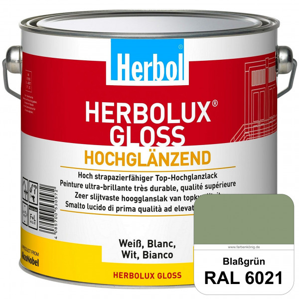 Herbolux Gloss (RAL 6021 Blassgrün) strapazierfähiger Top-Hochglanzlack (lösemittelhaltig) für innen