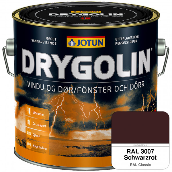 DRYGOLIN Vindu og Dør - wetterbeständige Holzschutzfarbe für Außen (RAL 3007 Schwarzrot)