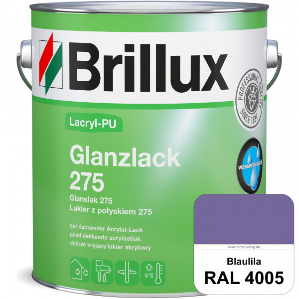 Lacryl-PU Glanzlack 275 (RAL 4005 Blaulila) Glänzender Lack (wasserbasiert) für z. B. Holz, Zink, Al