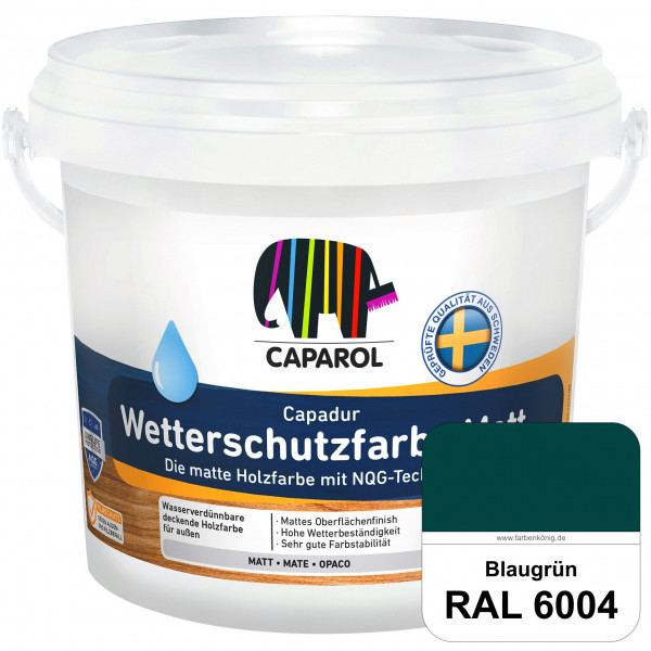 Capadur Wetterschutzfarbe Matt (RAL 6004 Blaugrün) matte Holzfarbe mit NQG-Technologie für außen