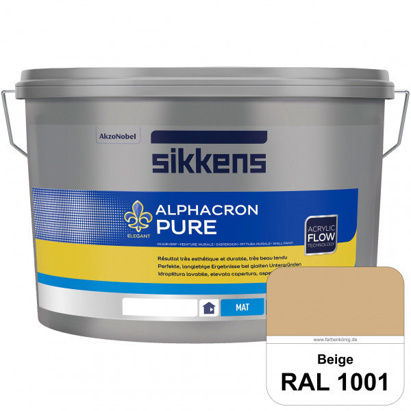 Alphacron Pure (RAL 1001 Beige) Edelmatte & hochertige Premium Wandfarbe für glatte Untergründe.