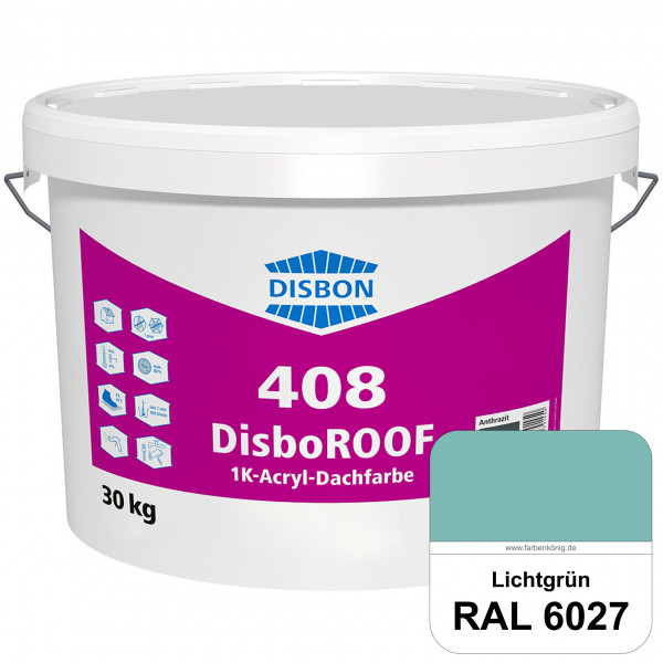 DisboROOF 408 1K-Acryl-Dachfarbe (RAL 6027 Lichtgrün) Elastische Reinacrylatbeschichtung für Betonda