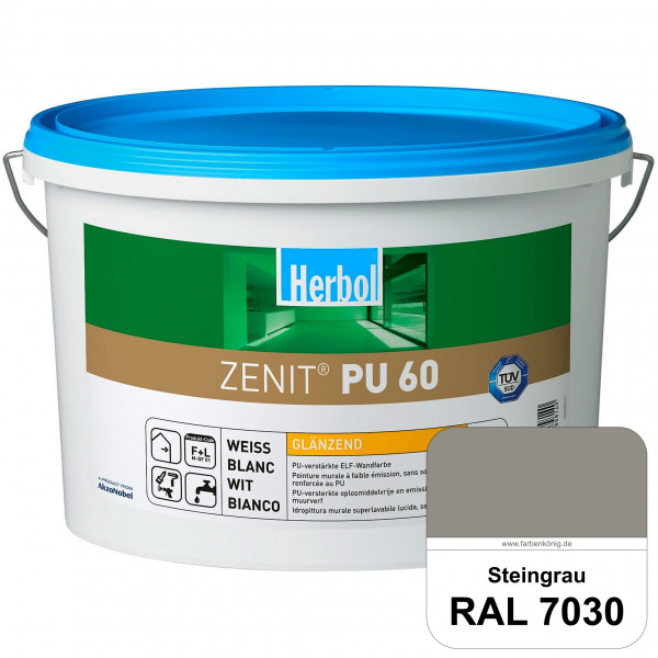 Zenit PU 60 (RAL 7030 Steingrau) glänzende und strapazierfähige PU-Wandfarbe