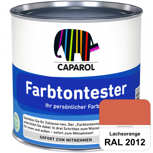 Farbtontester (RAL 2012 Lachsorange) Individuell abgetönte Dispersionsfarbe zum Anlegen von Farbtonm