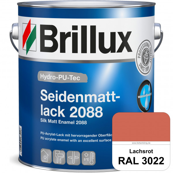 Hydro-PU-Tec Seidenmattlack 2088 (RAL 3022 Lachsrot) PU-Seidenmattlack (wasserbasiert) innen