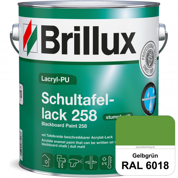 Lacryl-PU Schultafellack 258 (RAL 6018 Gelbgrün) wasserbasierter und matter Schultafellack (innen)