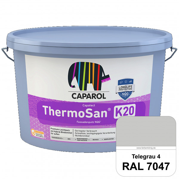 Capatect ThermoSan® Fassadenputz NQG® (R 30) (RAL 7047 Telegrau 4) Reibeputz-Struktur in Körnung 3 m