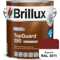 TopGuard 280 (RAL 3011 Braunrot) wasserbasierte, wetterbeständige und seidenglänzende Hybridlasur (A
