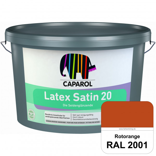 Latex Satin 20 (RAL 2001 Rotorange) strapazierfähige seidenglänzende Latexfarbe (Innen)