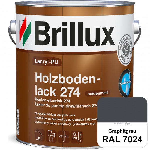 Lacryl-PU Holzbodenlack 274 (RAL 7024 Graphitgrau) hochwertige & widerstandsfähige, deckende Versieg