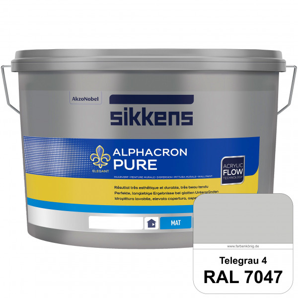 Alphacron Pure (RAL 7047 Telegrau 4) Edelmatte & hochertige Premium Wandfarbe für glatte Untergründe
