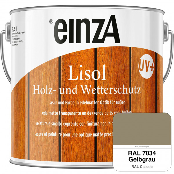 einzA Lisol Holz- und Wetterschutz Lasur und Farbe (RAL 7034 Gelbgrau)