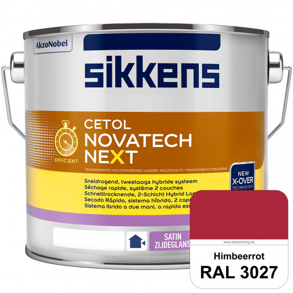 Cetol Novatech neXt (RAL 3027 Himbeerrot) Schnelltrocknende Hybrid-Lasur mit höchster Wetterbeständi