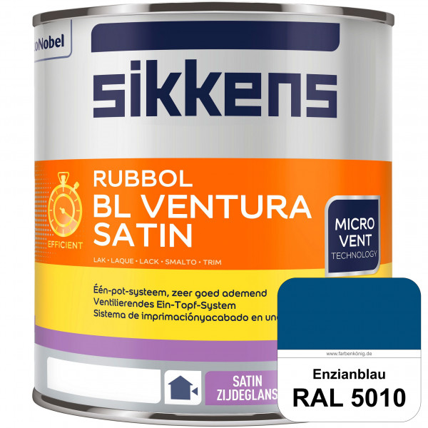 Rubbol BL Ventura Satin (RAL 5010 Enzianblau) Seidenglanzlack (wasserbasiert) Fenster außen