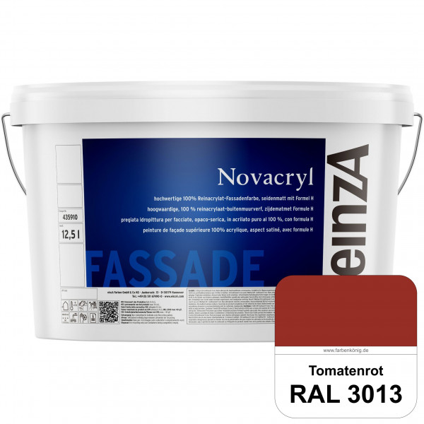 einzA Novacryl (RAL 3013 Tomatenrot) Reinacrylat-Fassadenfarbe, seidenmatt