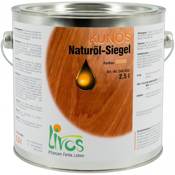 KUNOS Naturöl-Siegel Nr. 244 seidenglänzend (B-Ware) - 2,5 Liter (Weiß - LIVOS)